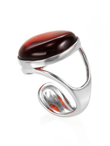 Bold Amber Adjustable Ring In Silver The Glow, Ring Size: Adjustable, image , picture 4