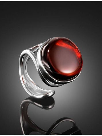 Bold Amber Adjustable Ring In Silver The Glow, Ring Size: Adjustable, image , picture 2