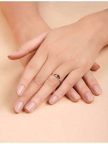 Изящное серебряное кольцо «Капри» с зелёным янтарём 16, Ring Size: 10 / 20, image , picture 5