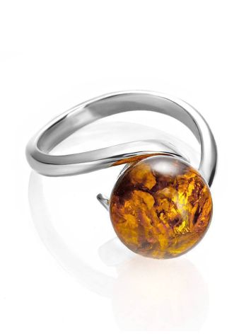 Sterling Silver Ring With Cognac Amber The Saturn, Ring Size: 11.5 / 21, image , picture 3