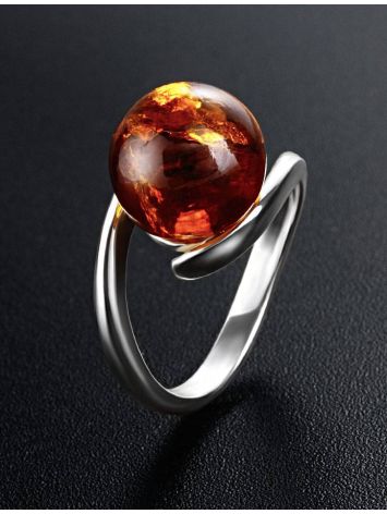 Sterling Silver Ring With Cognac Amber The Saturn, Ring Size: 7 / 17.5, image , picture 2