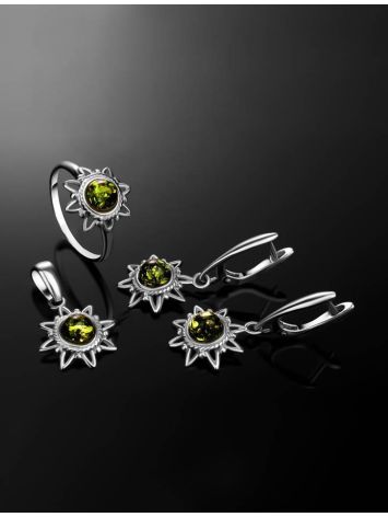 Sterling Silver Ring With Green Amber The Helios, Ring Size: 3.5 / 14.5, image , picture 4