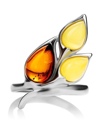 Multicolor Amber Floral Ring In Sterling Silver The Verbena, Ring Size: 10 / 20, image , picture 4