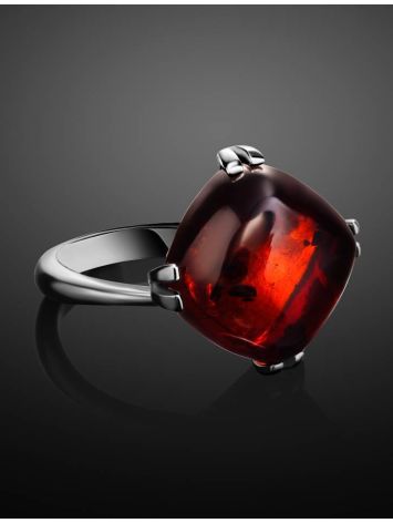 Sterling Silver Ring With Deep Red Amber The Byzantium, Ring Size: 11.5 / 21, image , picture 2