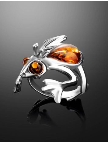 Cute Amber Frog Motif Ring, Ring Size: Adjustable, image , picture 2