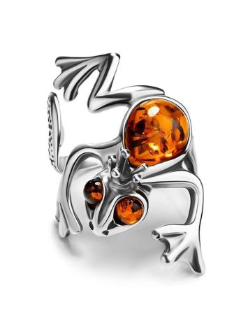 Cute Amber Frog Motif Ring, Ring Size: Adjustable, image , picture 3
