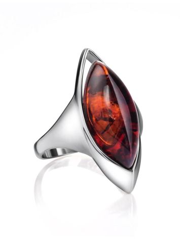 Ultra Modern Silver Ring With Amber Center Stone The Taurus, Ring Size: 5.5 / 16, image , picture 4