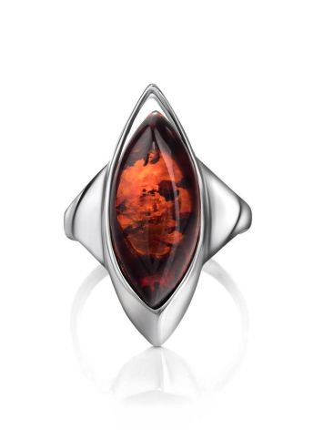 Ultra Modern Silver Ring With Amber Center Stone The Taurus, Ring Size: 5.5 / 16, image , picture 6