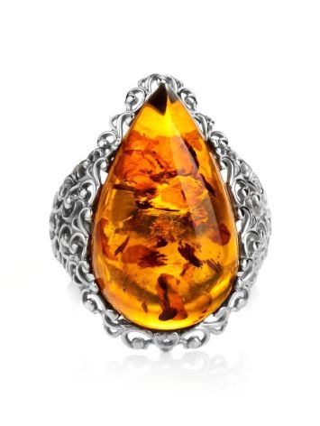 Cognac Amber Cocktail Ring In Sterling Silver The Luxor, Ring Size: 6 / 16.5, image , picture 6