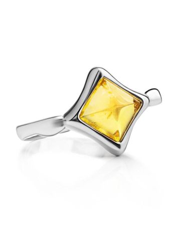 Luminous Lemon Amber Ring In Silver, Ring Size: 3.5 / 14.5, image , picture 5