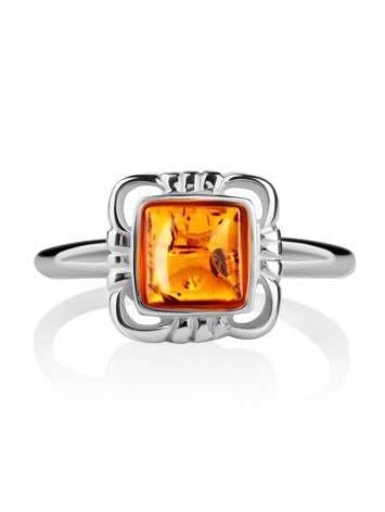 Refined Sterling Silver Ring With Amber Center Stone The Lisbon, Ring Size: 11.5 / 21, image , picture 3