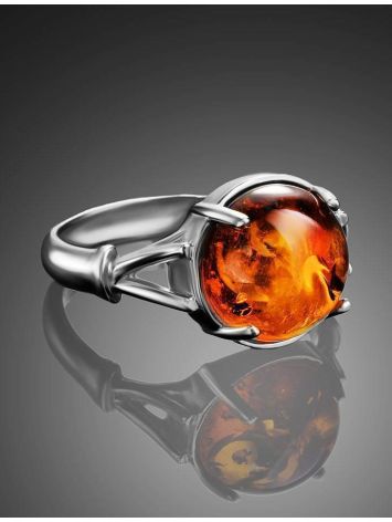 Classy Cognac Amber Ring In Sterling Silver The Shanghai, Ring Size: 6 / 16.5, image , picture 2
