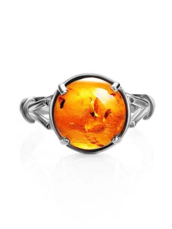 Classy Cognac Amber Ring In Sterling Silver The Shanghai, Ring Size: 6 / 16.5, image , picture 3