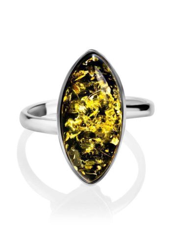 Silver Adjustable Ring With Leaf Cut Amber The Amaranth, Ring Size: Adjustable, image , picture 3