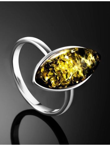 Silver Adjustable Ring With Leaf Cut Amber The Amaranth, Ring Size: Adjustable, image , picture 2