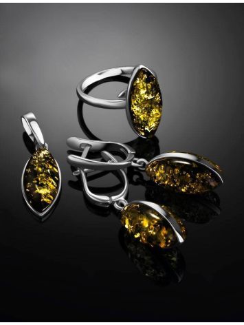 Silver Adjustable Ring With Leaf Cut Amber The Amaranth, Ring Size: Adjustable, image , picture 4