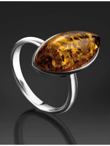 Stylish Silver Adjustable Ring With Luminous Lemon Amber The Amaranth, Ring Size: Adjustable, image , picture 2