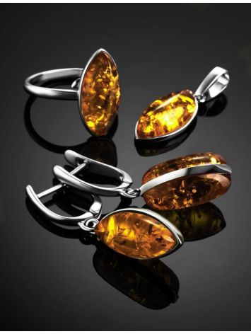 Stylish Silver Adjustable Ring With Luminous Lemon Amber The Amaranth, Ring Size: Adjustable, image , picture 5