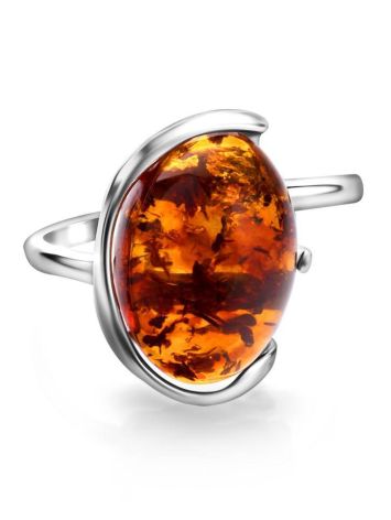 Sterling Silver Adjustable Ring With Bright Amber Stone The Vivaldi, Ring Size: Adjustable, image , picture 4