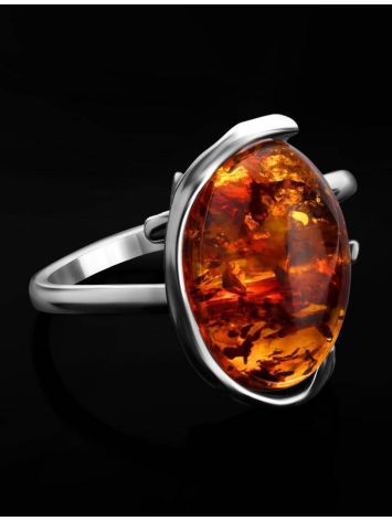 Sterling Silver Adjustable Ring With Bright Amber Stone The Vivaldi, Ring Size: Adjustable, image , picture 3