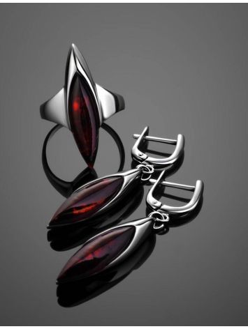 Cherry Amber Ring In Sterling Silver The Gaudi, Ring Size: 8.5 / 18.5, image , picture 5