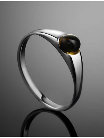 Изящное серебряное кольцо «Капри» с зелёным янтарём 16, Ring Size: 10 / 20, image , picture 2