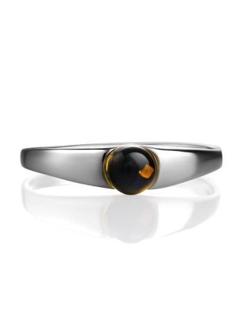 Изящное серебряное кольцо «Капри» с зелёным янтарём 16, Ring Size: 10 / 20, image , picture 4