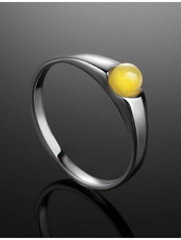 Кольцо из серебра 925 пробы с натуральным медовым янтарём «Капри» 16, Ring Size: 9.5 / 19.5, image , picture 2