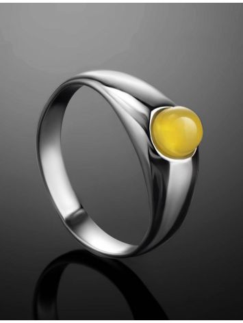 Кольцо «Капри» из серебра 925 пробы с натуральным медовым янтарём 16.5, Ring Size: 11.5 / 21, image , picture 2