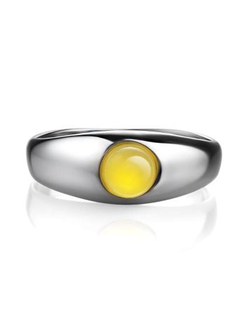 Кольцо «Капри» из серебра 925 пробы с натуральным медовым янтарём 16.5, Ring Size: 11.5 / 21, image , picture 4