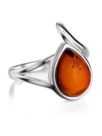 Silver Ring With Cognac Amber The Fiori, Ring Size: 11.5 / 21, image , picture 6