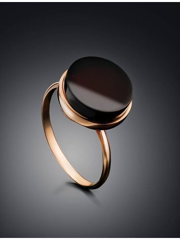 Geometric Gold Plated Amber Ring The Furor, Ring Size: Adjustable, image , picture 2
