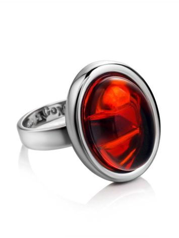 Cherry Amber Silver Adjustable Ring The Goji, Ring Size: Adjustable, image , picture 3