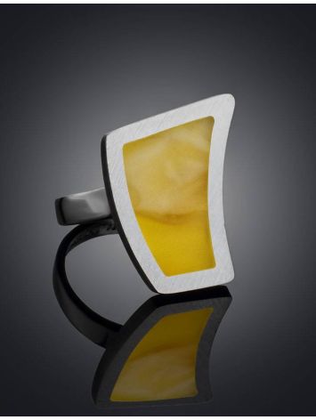 Honey Amber Adjustable Ring In Silver The London, Ring Size: Adjustable, image , picture 2