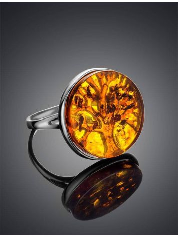 Symbolic The Tree Of Life Ring Made With Amber and Sterling Silver, Ring Size: 13 / 22, image , picture 2