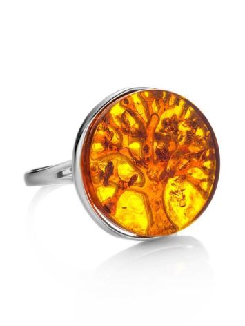 Symbolic The Tree Of Life Ring Made With Amber and Sterling Silver, Ring Size: 13 / 22, image , picture 3