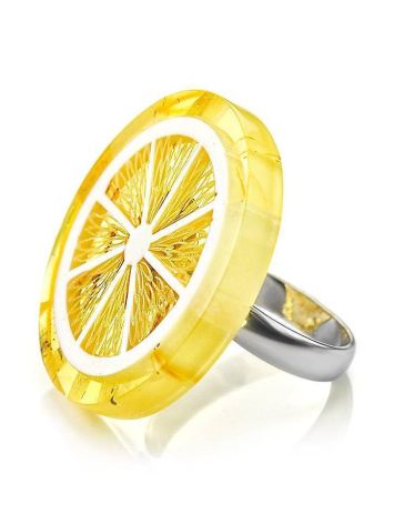 Кольцо из серебра 925 пробы с натуральным янтарём «Апельсин» б/р, Ring Size: Adjustable, image , picture 6