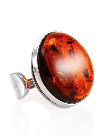 Cherry Amber Cocktail Ring In Sterling Silver The Glow, Ring Size: Adjustable, image 