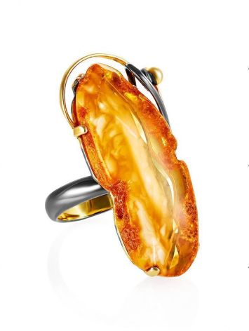 Lemon Amber Cocktail Ring In Gold Plated Silver The Rialto, Ring Size: Adjustable, image 