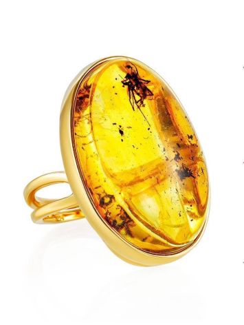 Amber Cocktail Ring With Insect Inclusions The Clio, Ring Size: Adjustable, image 
