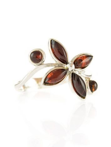 Floral Silver Ring With Amber Petals The Verbena, Ring Size: 6 / 16.5, image , picture 4