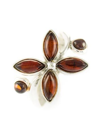 Floral Silver Ring With Amber Petals The Verbena, Ring Size: 6 / 16.5, image , picture 3