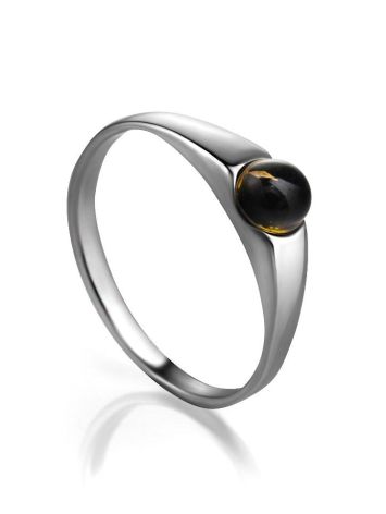 Изящное серебряное кольцо «Капри» с зелёным янтарём 16, Ring Size: 10 / 20, image 