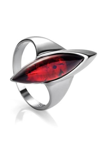Cherry Amber Ring In Sterling Silver The Gaudi, Ring Size: 8.5 / 18.5, image 