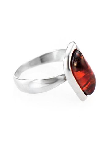 Cognac Amber Center Stone Ring In Sterling Silver, Ring Size: 10 / 20, image 
