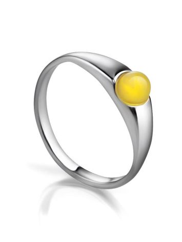 Кольцо из серебра 925 пробы с натуральным медовым янтарём «Капри» 16, Ring Size: 9.5 / 19.5, image 