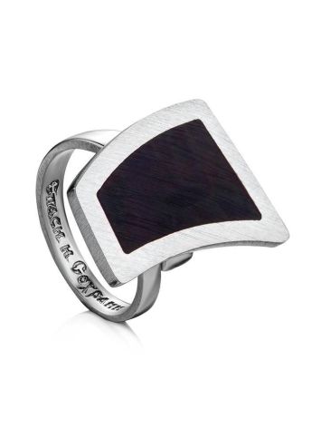 Stylish Silver Amber Adjustable Ring The London, Ring Size: Adjustable, image 