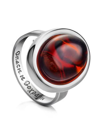 Cherry Amber Silver Adjustable Ring The Goji, Ring Size: Adjustable, image 