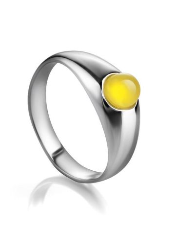 Кольцо «Капри» из серебра 925 пробы с натуральным медовым янтарём 16.5, Ring Size: 11.5 / 21, image 