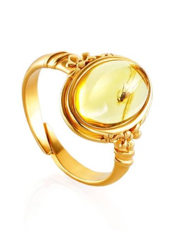 Amber Gold Plated Ring With Inclusions The Clio, Ring Size: Adjustable, image 